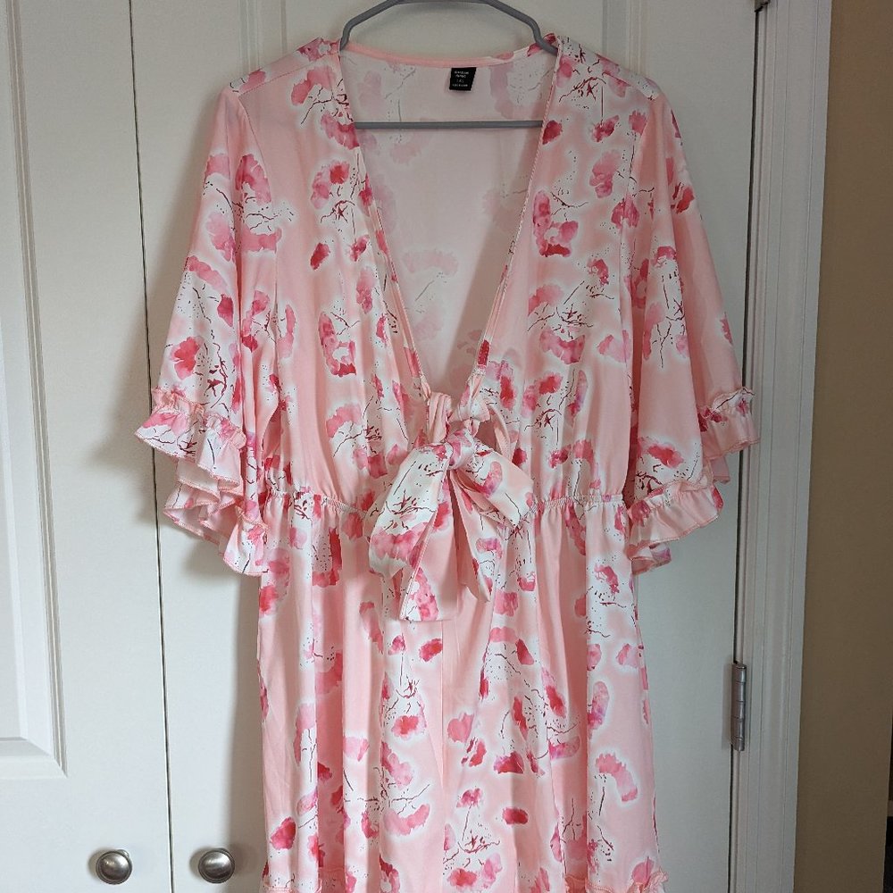 Shein Knot Front Floral Pink Romper